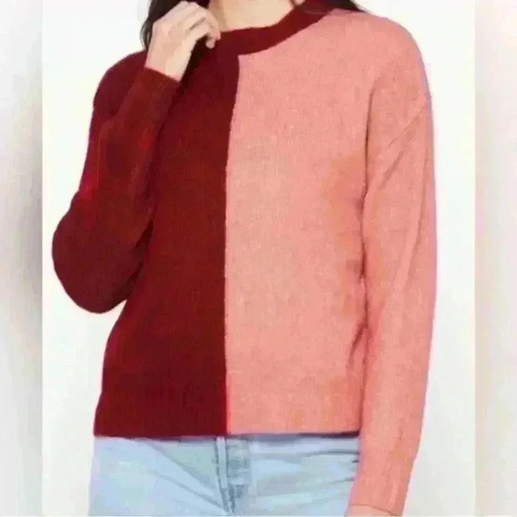 Anthropologie Vigoss Colorblock Two Toned Crewneck Sweater Size XL NWT - Picture 1 of 10